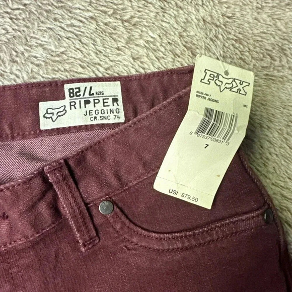 Fox Racing Women’s Ripper Jeggings  Burgundy Size 7/ 28 New $79.50 - Picture 4 of 16